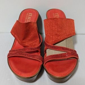 Italian Shoemakers | Women's Size 8 "Sadey" Platform Wedge Sandals - Red Orange